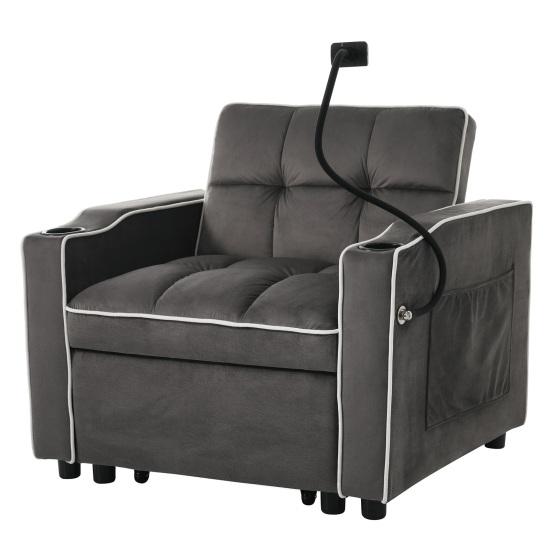 Upholstered Bed Solid Structure LED Lighting Large Storage Space Hydraulic Lift Function with USB Ports Adult Bed with Multi-color LED Lights for