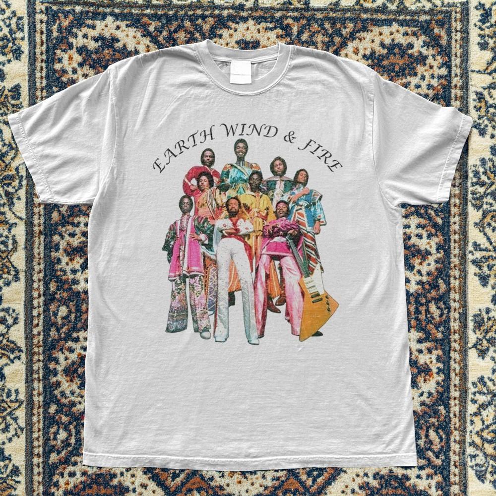 Earth Wind and Fire TShirt Retro Funk Soul Disco Band White Cotton Tshirt Unisex T-Shirt XXXXL