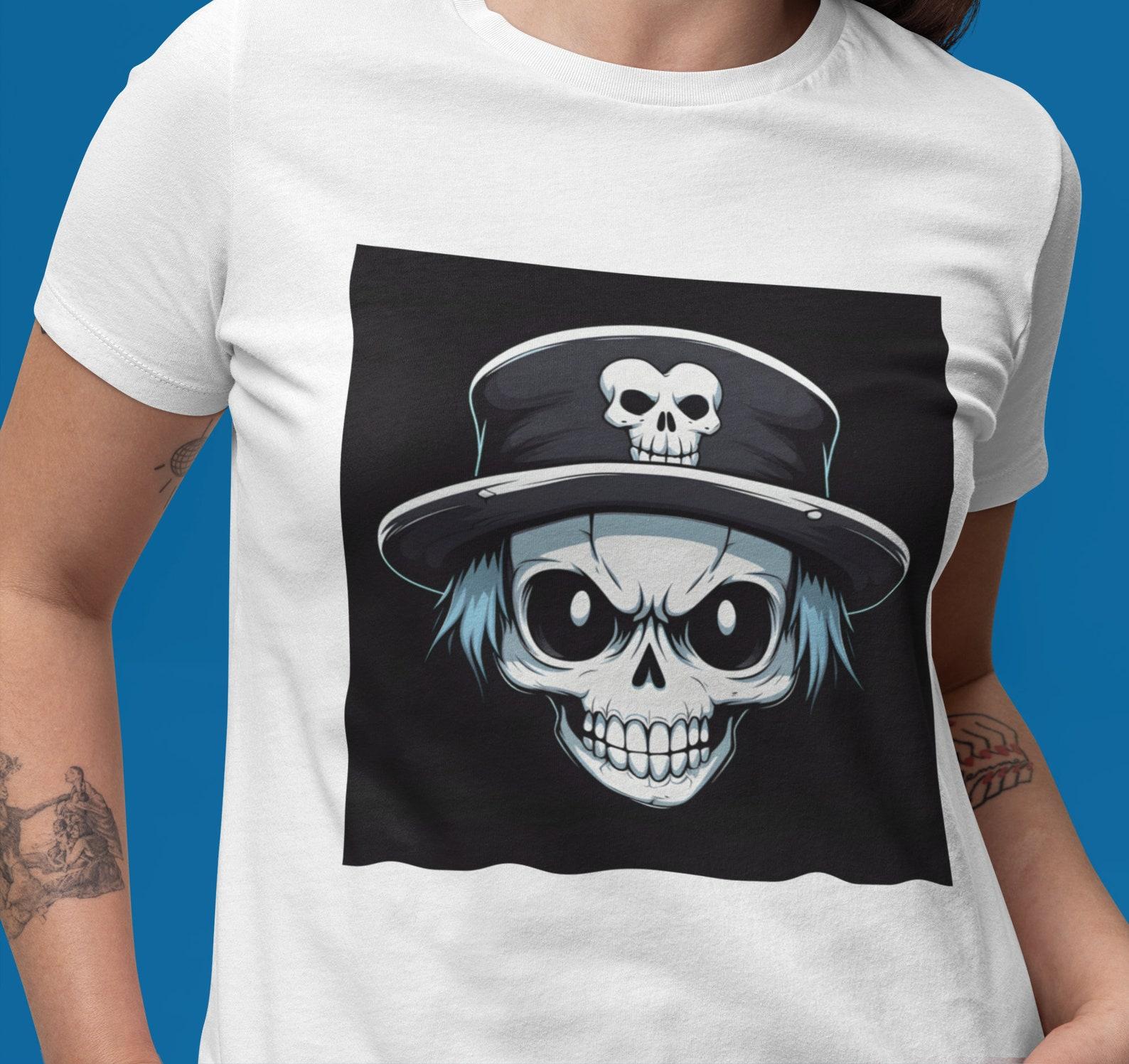 Skull T-shirt: Rebellious Elegance, Pirate Hat, Crossbones 2XL