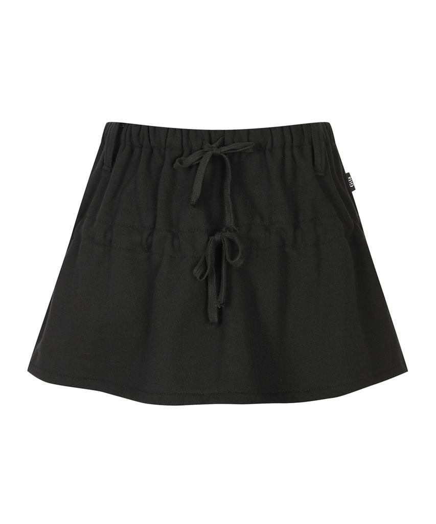 Gillaakaibeu Lettering Angel Wing Shirring Skirt_Black