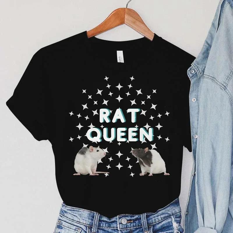 Krysí trička Dámská Krysí královna Oblečení Harajuku Stars Trička Vintage Animal Fashion Dámská trička Krysa Ležérní Dámská trička