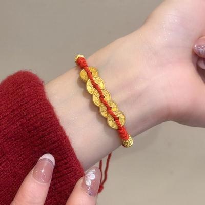 Hand-woven Zodiac Horse Bracelet Year of The Horse Bead Good Lucky Bracelet Jewelry Accessories Copper Coin Chinese Red Handrope