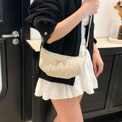 Butterfly Fashion Woven Handbag Summer New Simple Solid Color Shoulder Messenger Bag Small Square Bag Women's Versatile
