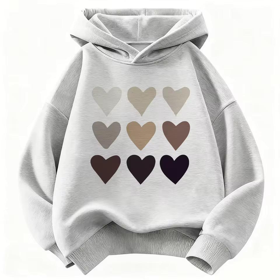 Kinder Niedlicher Herz-Harajuku-Hoodie - Jungen & Mädchen Herbst/Winter Lässiger Pullover