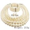 4pcs Trendy Elegant Bridal Zircon Set Imitation Pearl Handmade Beaded Necklace Bracelet Earring Set Women's Party Accessories