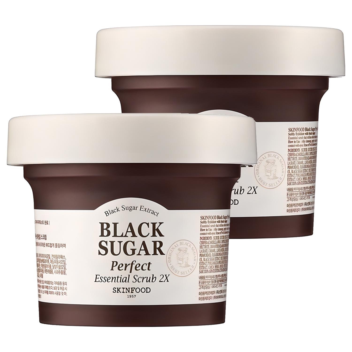 

SKINFOOD Black Sugar Perfect Essential Scrub 2X 210g x 2ea – Exfoliating & Smoothing Facial Scrub for Deep Pore Care