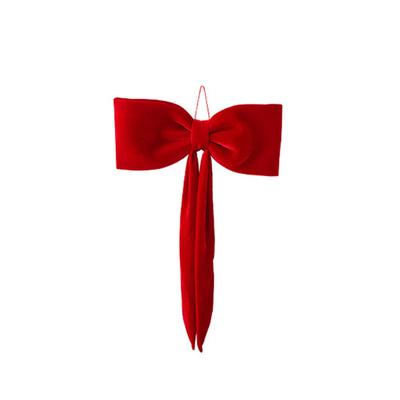 Flocking Christmas Bow Decoration Soft Red Green Large Bow Decor Butterfly Giant Bow Hanging Bowknot Home Decoration