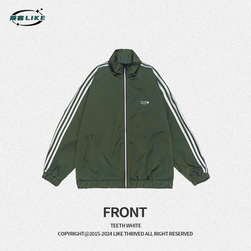 

Четырехсезонная мужская одежда | Универсальная водонепроницаемая куртка с воротником-стойкой и светлыми боковыми полосками Повседневная куртка с градиентным цветом 6XL зелёный