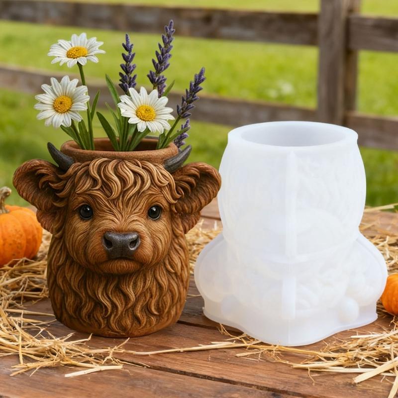Artistic Silicone Cow Mold for Plant Pot Resin Crafts Home Decoration Mould Decorative Planter Making Tool