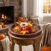 Simulation Candle Ring Wreath Pumpkin Maple Candle Holder Tabletop Wreath  Halloween Decor