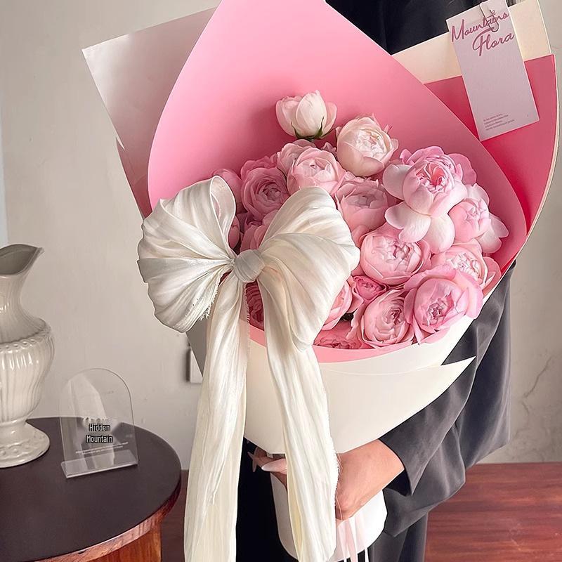 French Pearlescent Snow Satin Fabric Flower Bouquet DIY Bow Decoration Floral Art Materials