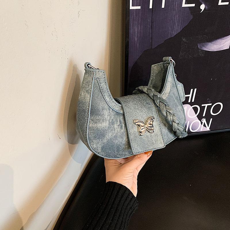 

Popular niche bag women s 2024 winter new fashion chain simple shoulder bag casual Korean version crescent bag women s bag зелений