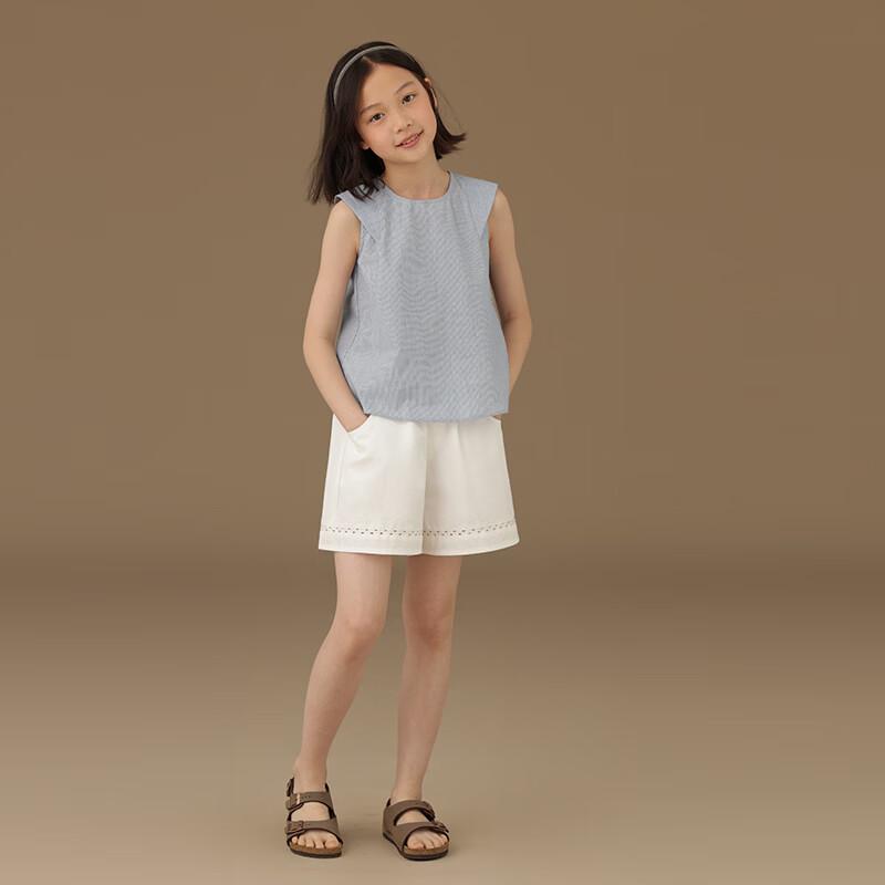Hacikis Haut rayé sans manches en coton pour filles