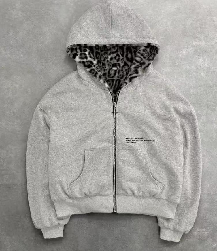 Harajuku Y2K Spring and Autumn Hooded Sports Cardigan Zipper Graffiti Print Long Sleeve Hoodie Jacket Plus Size