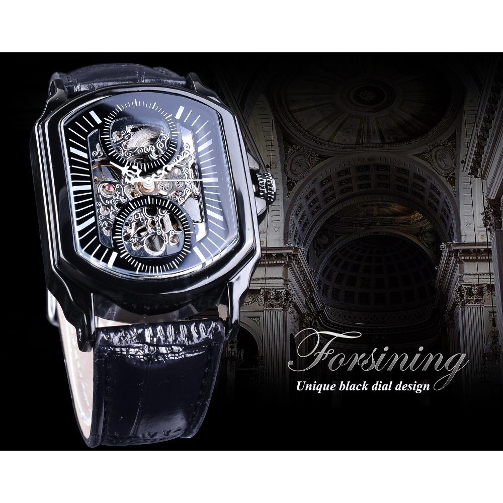 Forsining Men's Fashion Casual Hollow Mechanical Movement Automatic Mechanical Watch SLZe118