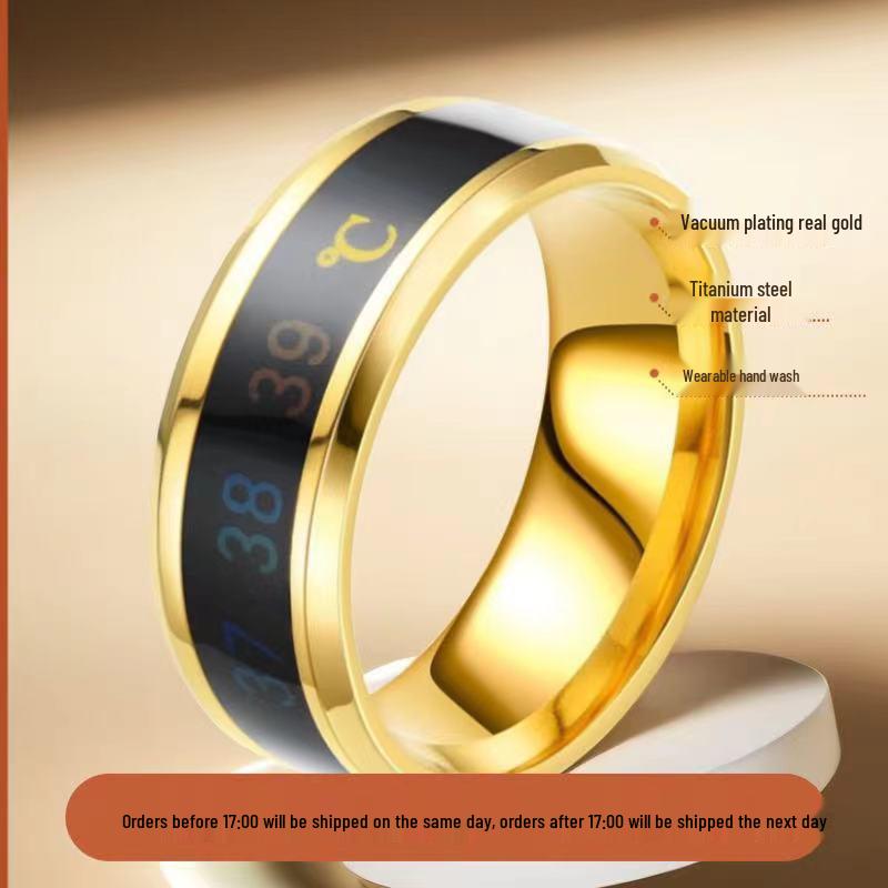 Smart Temperature-Sensitive Titanium Steel Ring for Men - European & American Style, Color-Changing, Non-Fading