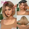 Dark Brown Short Bob Synthetic Hair Wigs with Bangs Straight Cosplay Lolita Natural Wig for Women Afro Blunt Cut Heat Resistant
