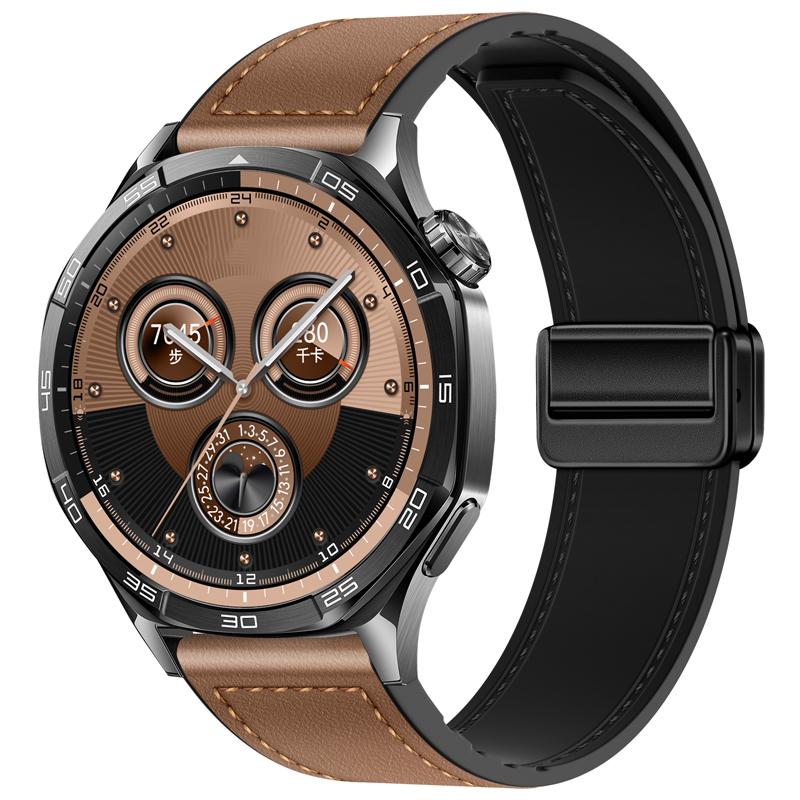 22mm 20mm Skórzany+Silikonowy Pasek do Huawei Watch GT6/GT5/Pro GT4 3 Pro 46mm Sportowa Opaska na Nadgarstek dla Samsung Galaxy Watch 7 6 5 Pasek