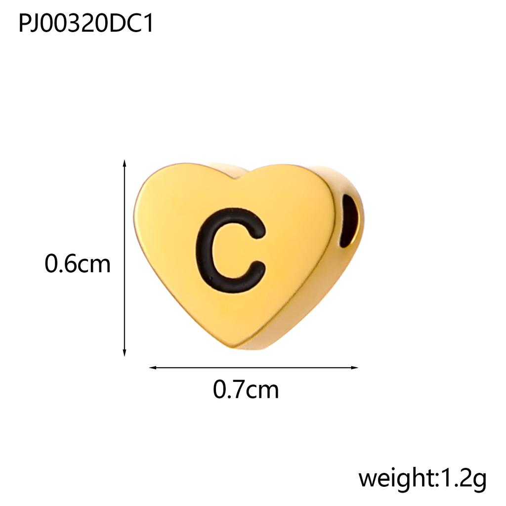 CARLIDANA Stainless Steel Alphabet Pendant Jewelry Accessories Gold Plated Black Letter Charm Heart Initial Beads for Jewelry