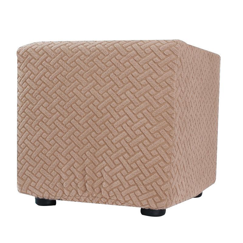 S/M/L Solid Color Jacquard Stretch Ottoman Stool Cover Washable Square Stool Covers All-inclusive Under Desk Footrest Slipcovers