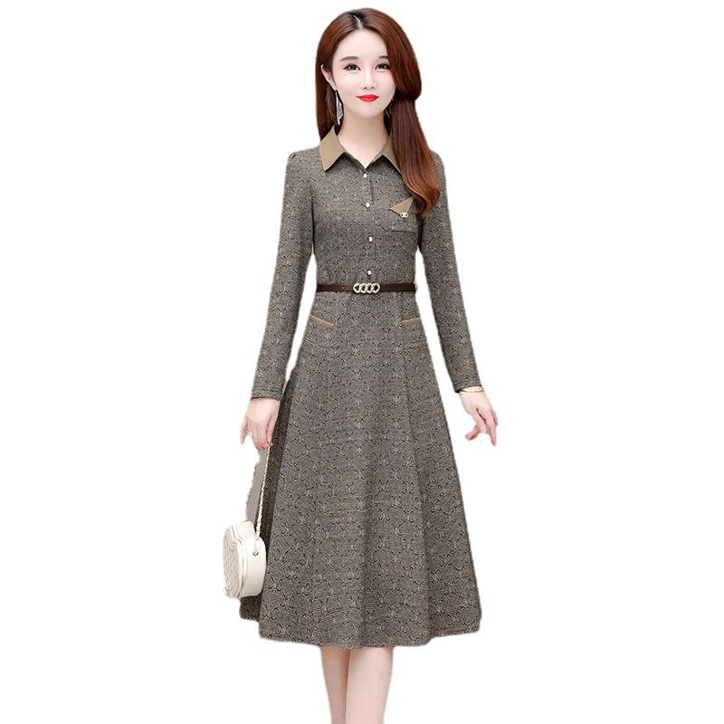 

Платье весеннее женское офисное женское осеннее женское с длинным рукавом и бантом Свободные женские платья трапециевидной формы