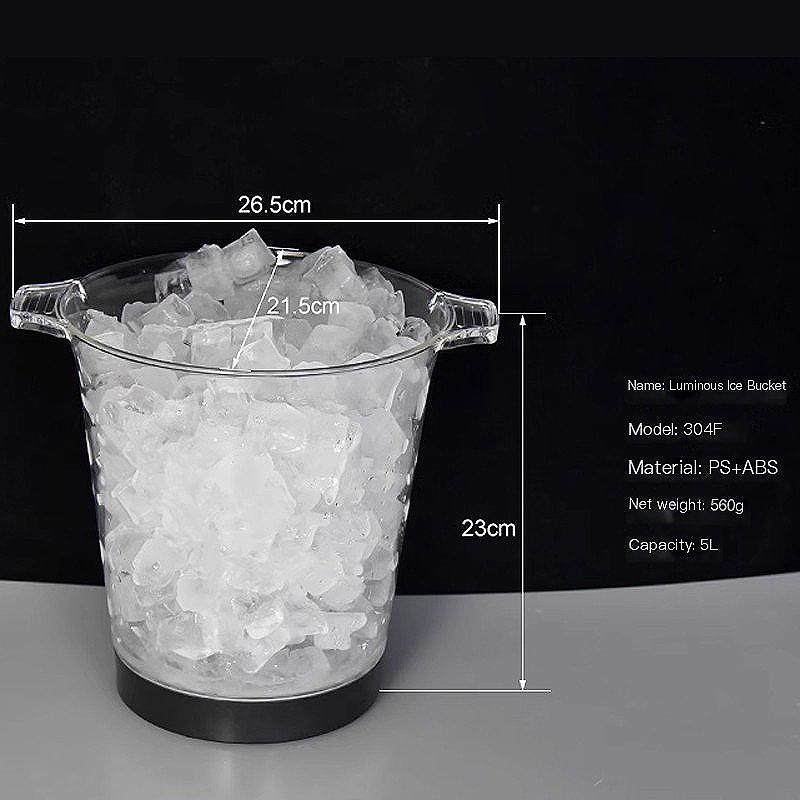 4L Ice Bucket LED Light Unbreakable PS/ABS Creative Bar Ktv Luminous Wine Rack Red Champagne Cocktail Iced Barrel