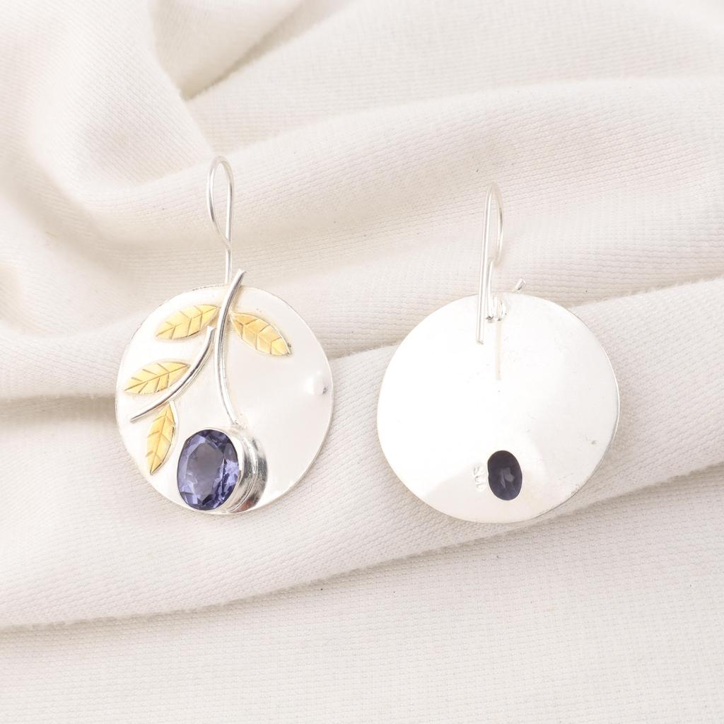 Iolite Earrings Gemstone Jewelry, 925 Solid Sterling Silver Earrings, Handmade Jewelry Birthstone Earrings, Gift For Her