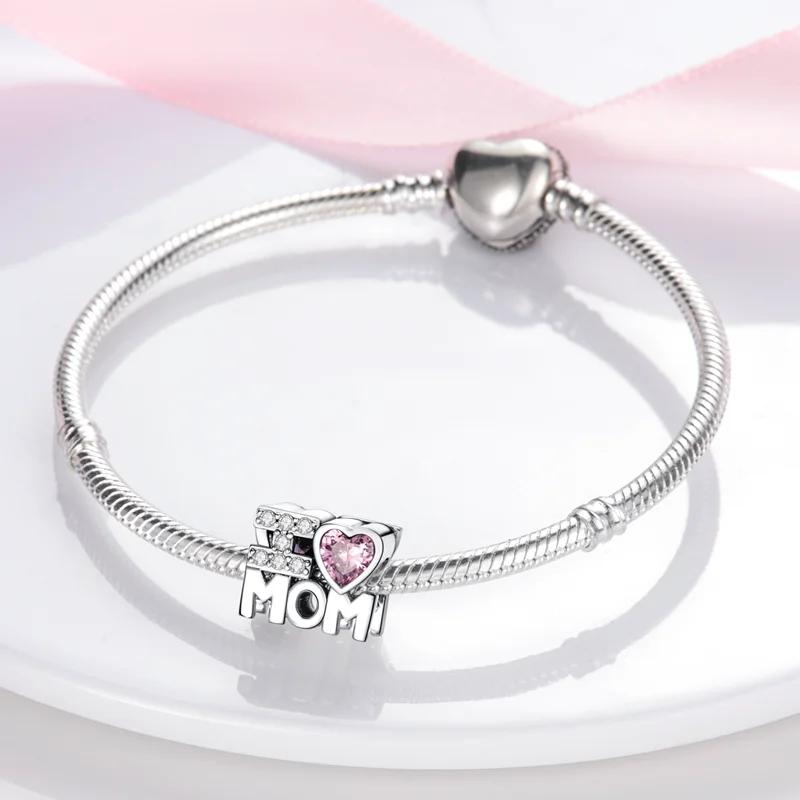 Original Charmscopper Mother'S Day Heart-Shaped Beads Fit Charms Platabracelets For Women Jewelry Making Fine Gifts