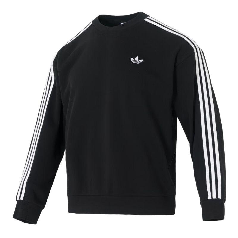 Adidas Originals Adicolor Classics 3-Stripes Crewneck Sweatshirt Regular Fit 100% Cotton Black Men KG3898 S