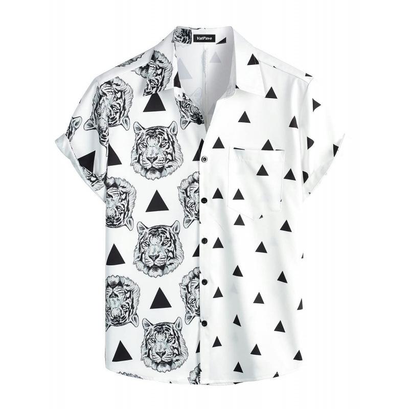 New summer casual hot sale D printing short-sleeved shirt Hawaiian shirt men's vacation seaside source