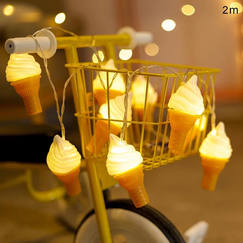 

Светодиодная гирлянда для гамбургеров, мороженого, картофеля фри, бара, домашней кухни, имитации еды, огни для детей, с днем рождения, вечеринки, своими руками, декоративных материалов