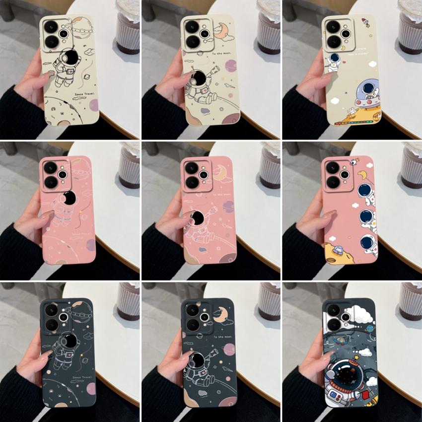 For Realme 15 C71 C73 C33 C35 Note 70 70T C21Y C25s 15T 15X Phone Covers Cute Moon Astronaut Patterns Liquid Silicone Dustproof Shell For Realme Cases