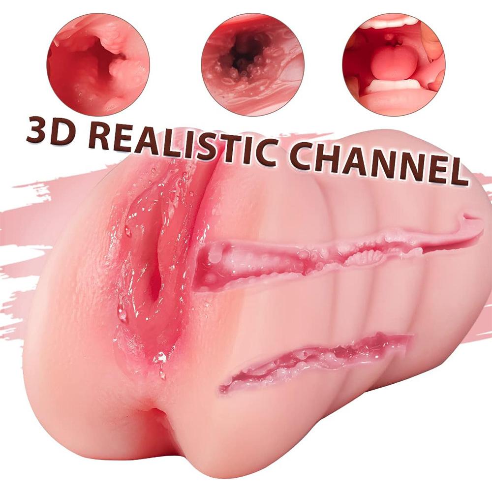 3 In 1 Pocket Pussy Sex Doll with Realistic Textured Mouth Vagina and Tight Anus Masturbator Male Stimulator Deep Throat Oral Adult Sex Toys