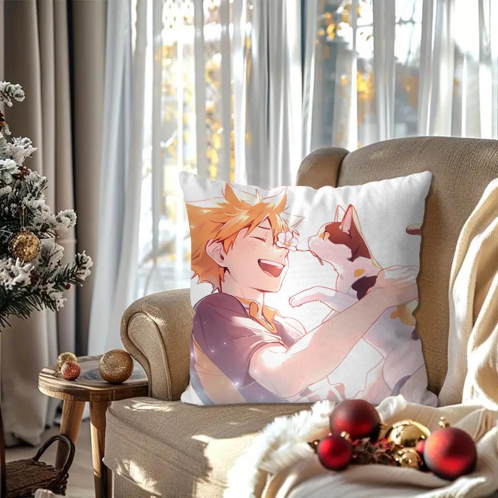 Haikyuue Hot Blooded Anime Pillow Case Square Pillow Bedroom Sofa Leisure Comfort Cushion Car Living Room Home Decoration 40X40