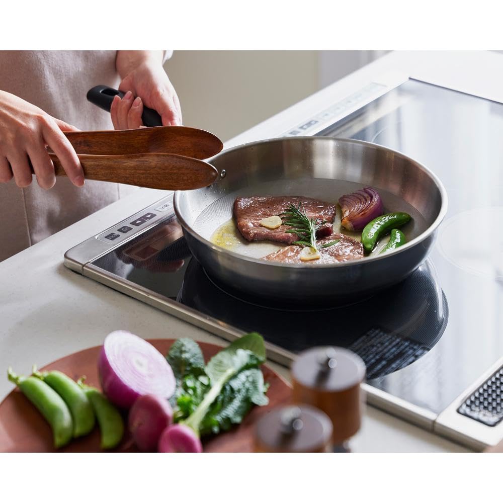 Bestco Dot Rich Stainless Steel Triple-Layer Frying Pan, 24cm, Mirror, ND-242