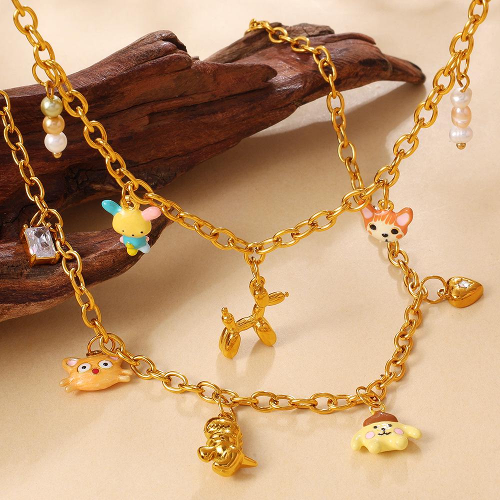 Charming Pig & Elephant Pendant Necklace for Women - Cute, Delicate Animal Design