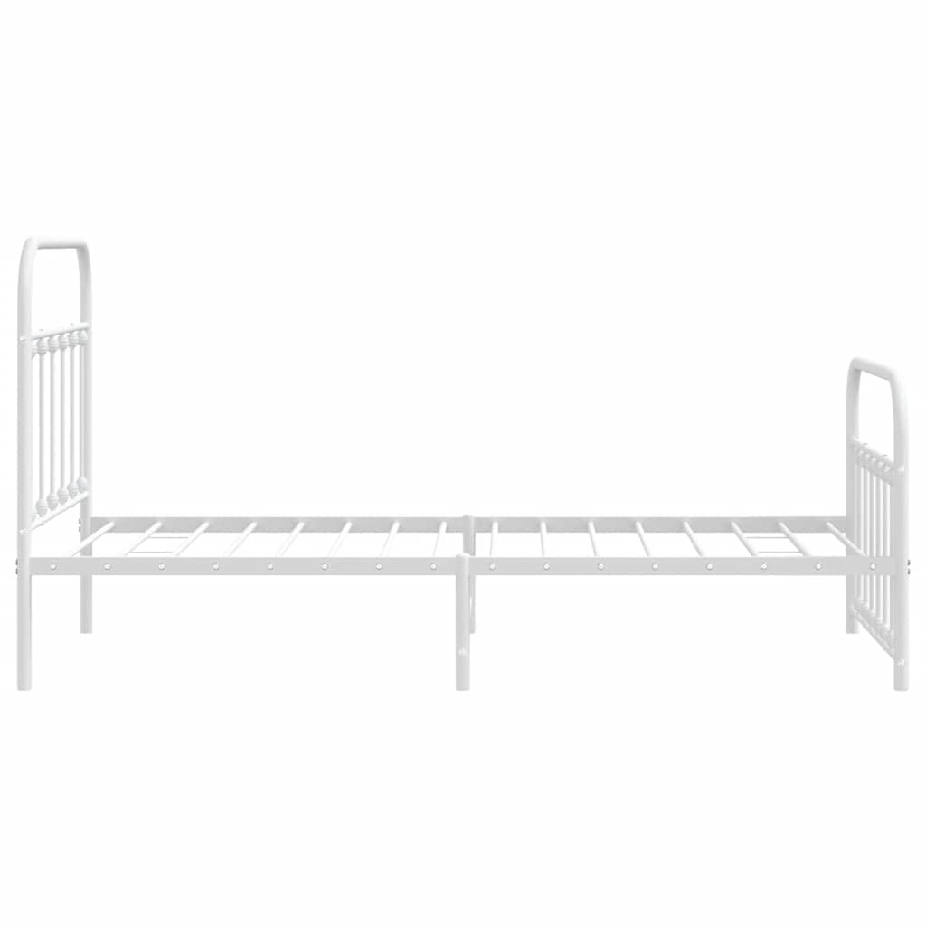 Metal Bed Frame with Headboard and Footboard White 100 x 190 cm