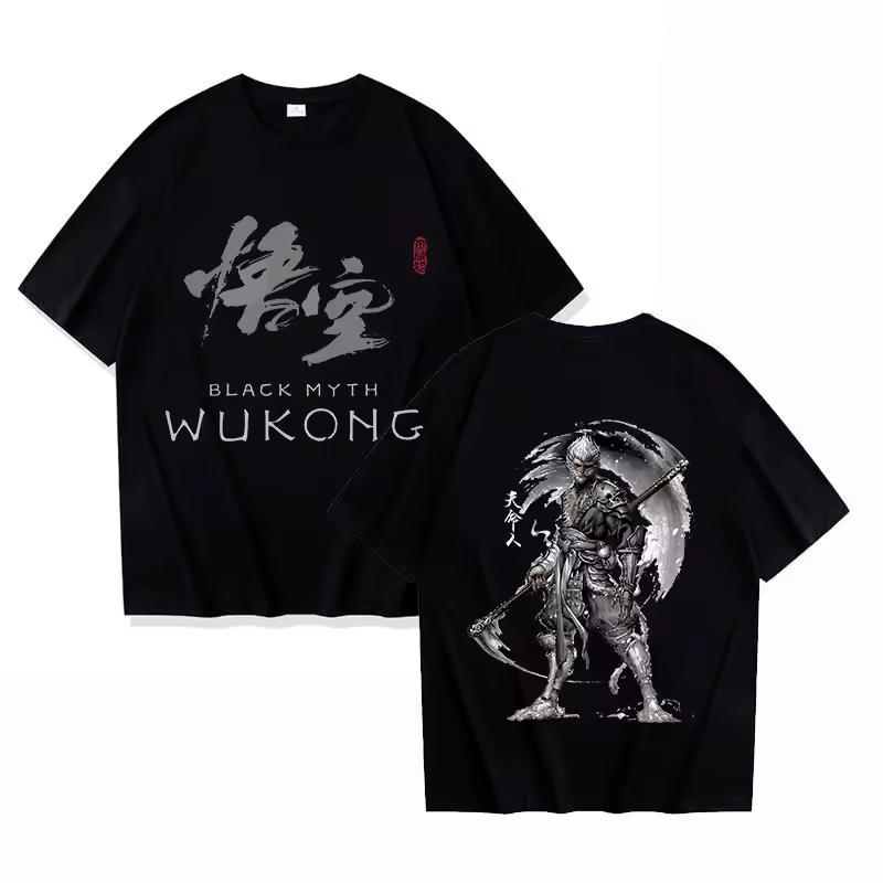 Black Myth Wukong Koszulka do Gry Męska Damska Casualowa z Krótkim Rękawem Streetwear Dla Fanów Gier Harajuku Top dla Miłośników Gier Prezent