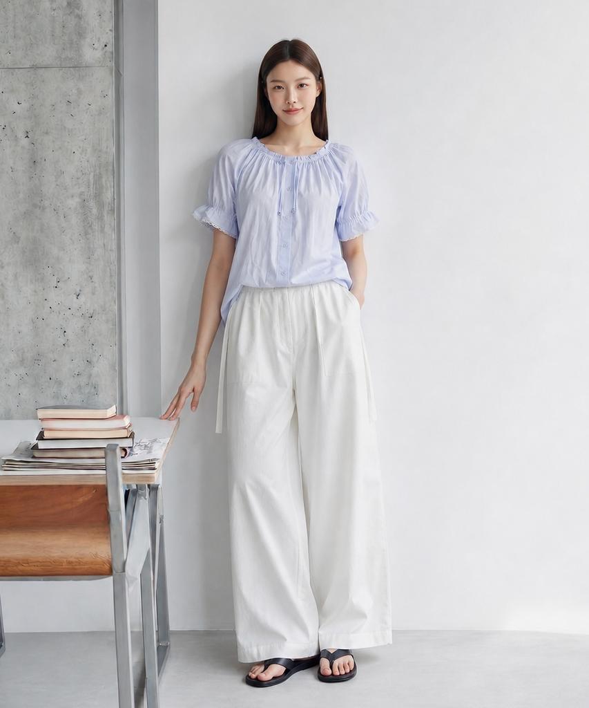 Metapeo Wide Cotton Pants White