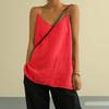 Top da Donna Scollo a V Senza Maniche Canottiere Colore Puro Vestibilità Larga Spalline Sottili Gilet Casual Estivo per Esterno