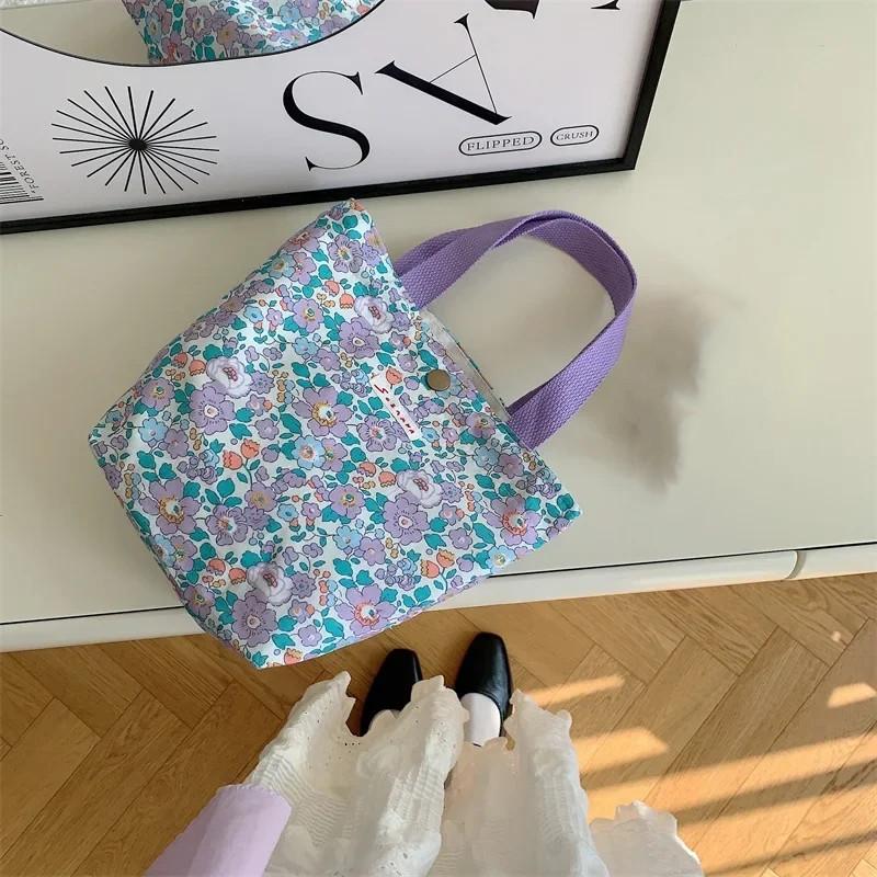 

Женская холщовая сумка с красивым цветком, сумки для хранения туалетных принадлежностей для улицы, телефона, сумки для хранения Oagnzier, корейские тканевые сумки, ланч-бокс, сумка бенто