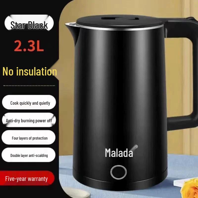 Wanlida Stainless Steel Electric Kettle, Food Grade, Hotel Use, Double Layer, Auto Power Off, Gift-Ready.