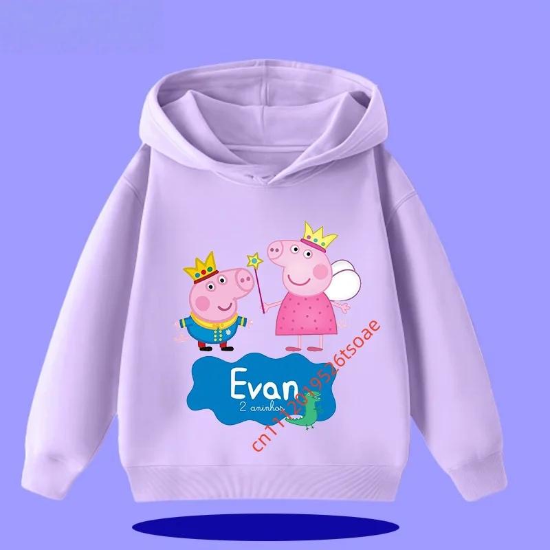 Peppa Pig Children's Hooded Sweatshirt 2026 New Style Cartoon Print Boys' Sport Shirt Girls' Casual Shirt