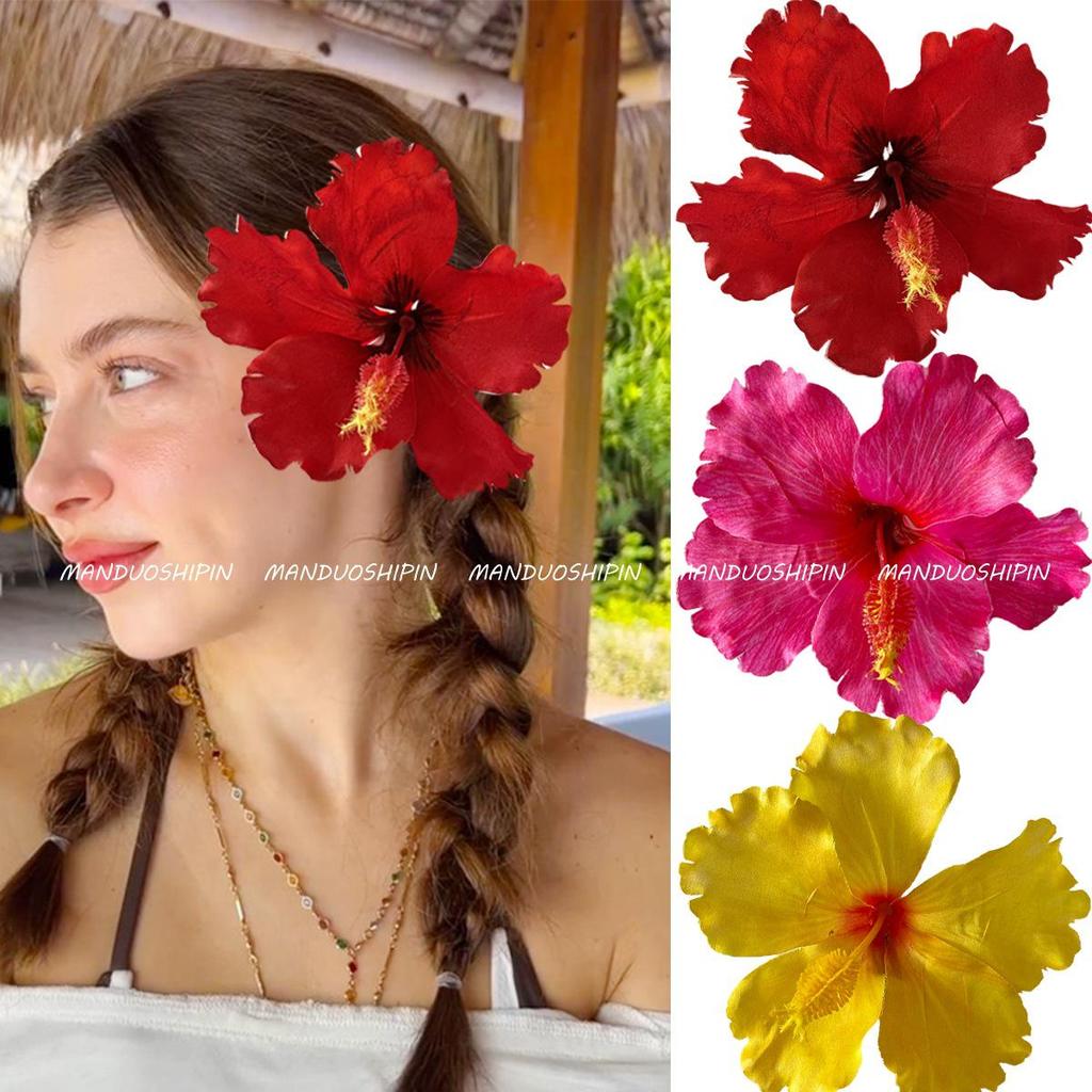 Hawajska spinka do włosów z hibiskusem - Stylowy dodatek na wakacje na plaży