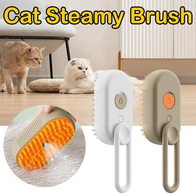 Steamy Dog Brush Electric Spray Cat Hair Brush 3 In1 Dog Steamer Brush for Massage Pet Grooming Removing Tangled and Loose Hair
