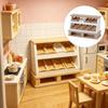 Mini Bakery Counter Cabinet Accessory, ABS Display Model with Two Slanted Shelf Detail for Pretend Play Tabletop Setup and Display Use