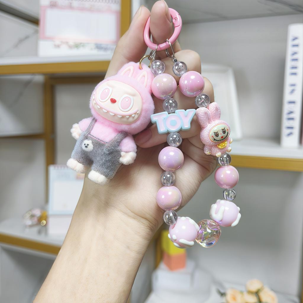 Cartoon Soft Rubber Flocked Rag Keychain Bag Pendant Blind Box Trendy Cool Rag Mobile Phone Chain Couple Small Gift