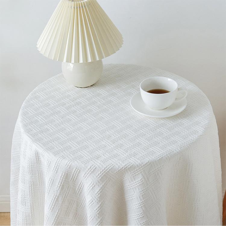 Lace White Dining Table Fabric Style Round Table Square Table Bedside Table Desk Photo Background Cloth Tablecloth Decoration