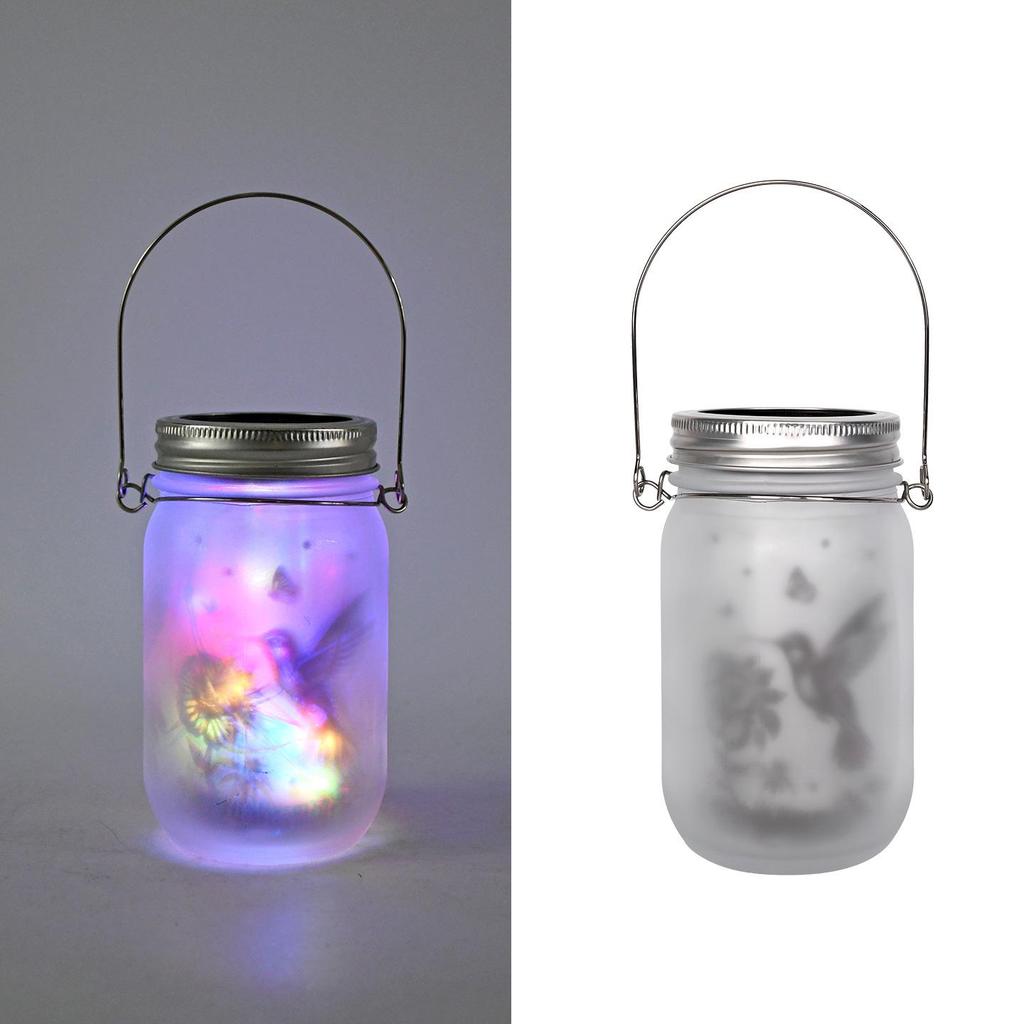 DIY Frosted Solar Mason Jar Lantern with Firefly Waterproof String Lights for Yard Lighting