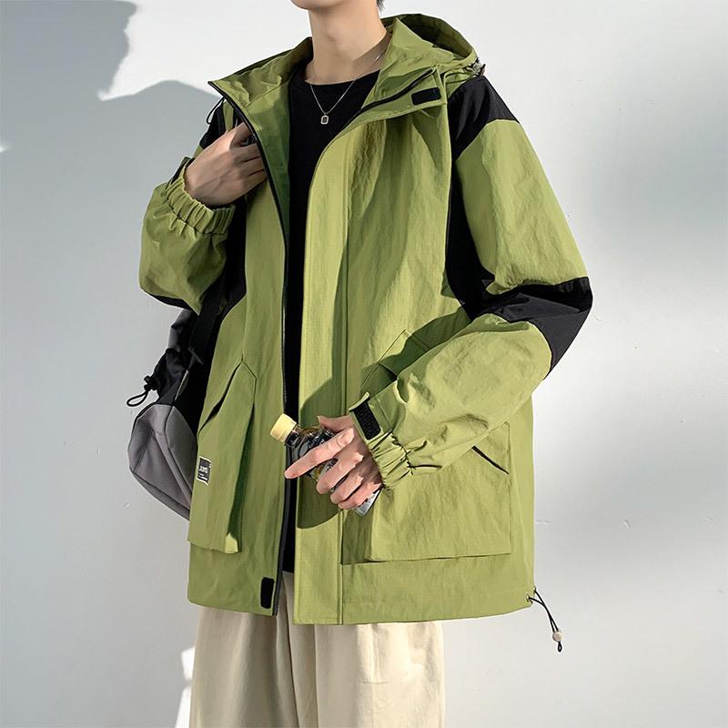 Hooded Jacket Men's Spring and Autumn Trendy Loose Handsome Casual Jacket Large Size Loose Youth Jacket Men's Jacket
